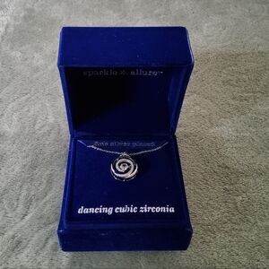 Sparkle Allure Dancing Cubic Zirconia Pure Silver Over Brass Cable Roun Necklace